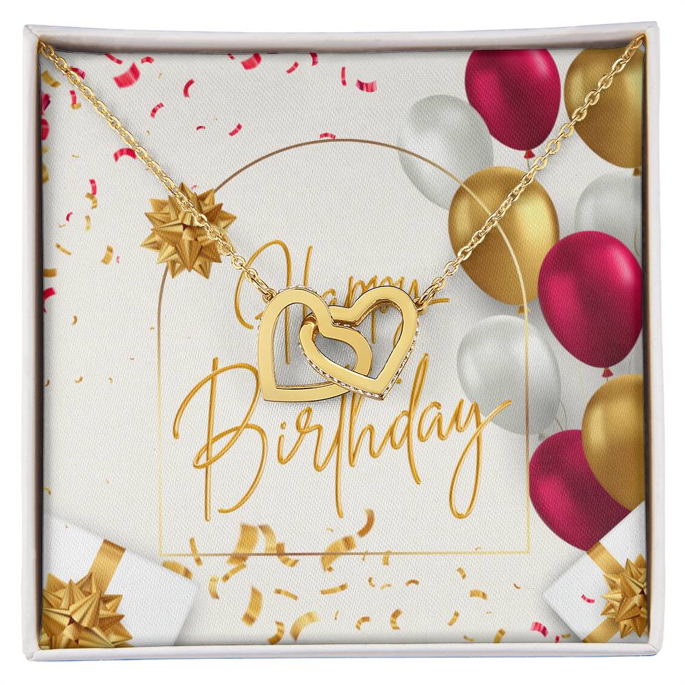 Happy Birthday Interlocking Hearts Necklace