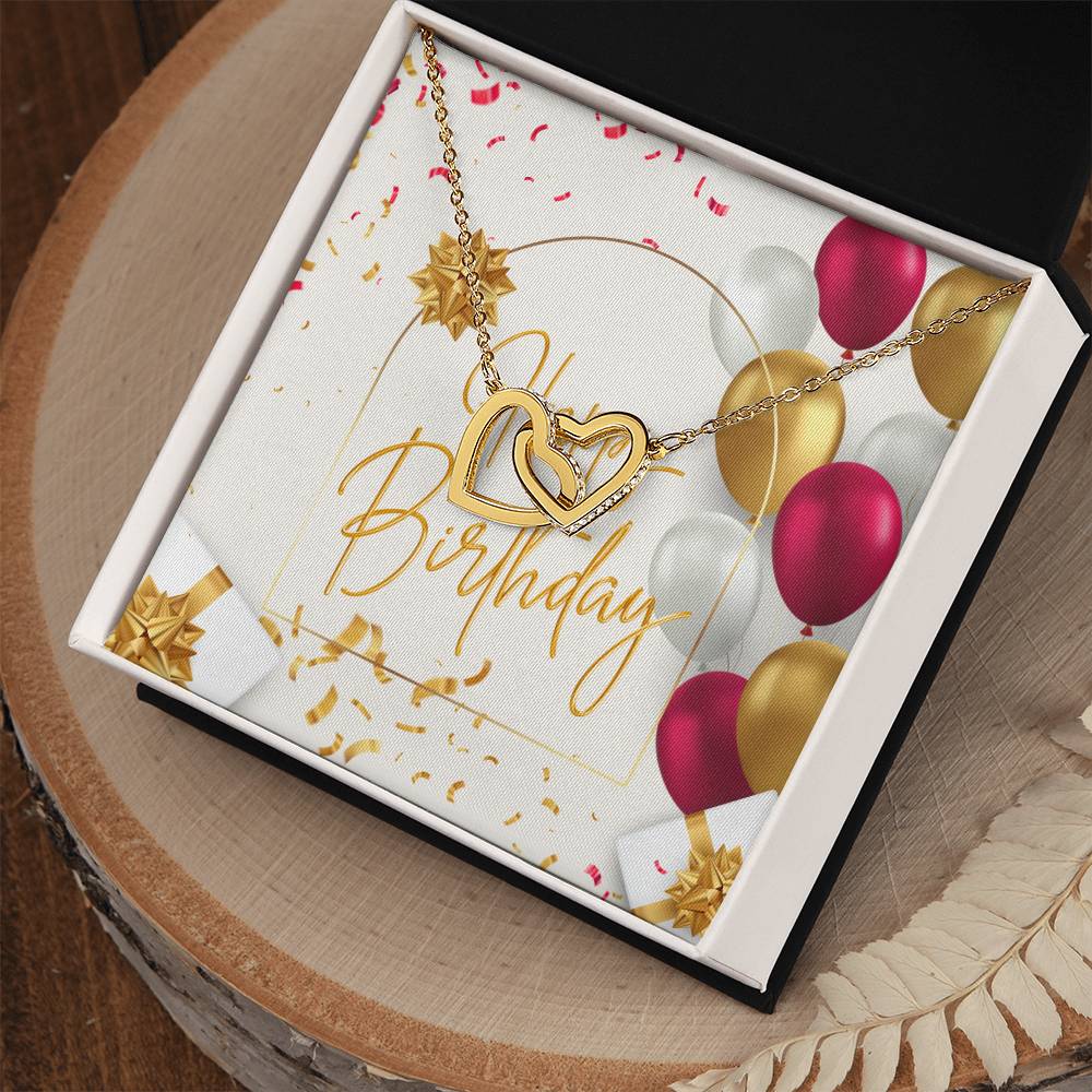 Happy Birthday Interlocking Hearts Necklace