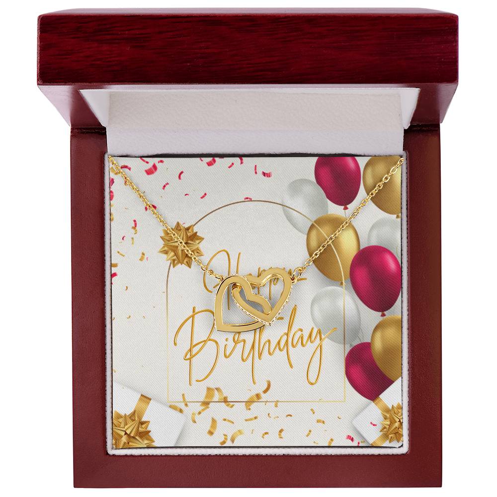 Happy Birthday Interlocking Hearts Necklace