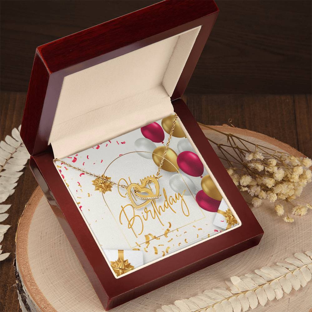 Happy Birthday Interlocking Hearts Necklace