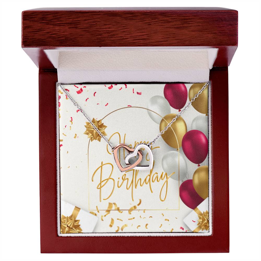 Happy Birthday Interlocking Hearts Necklace
