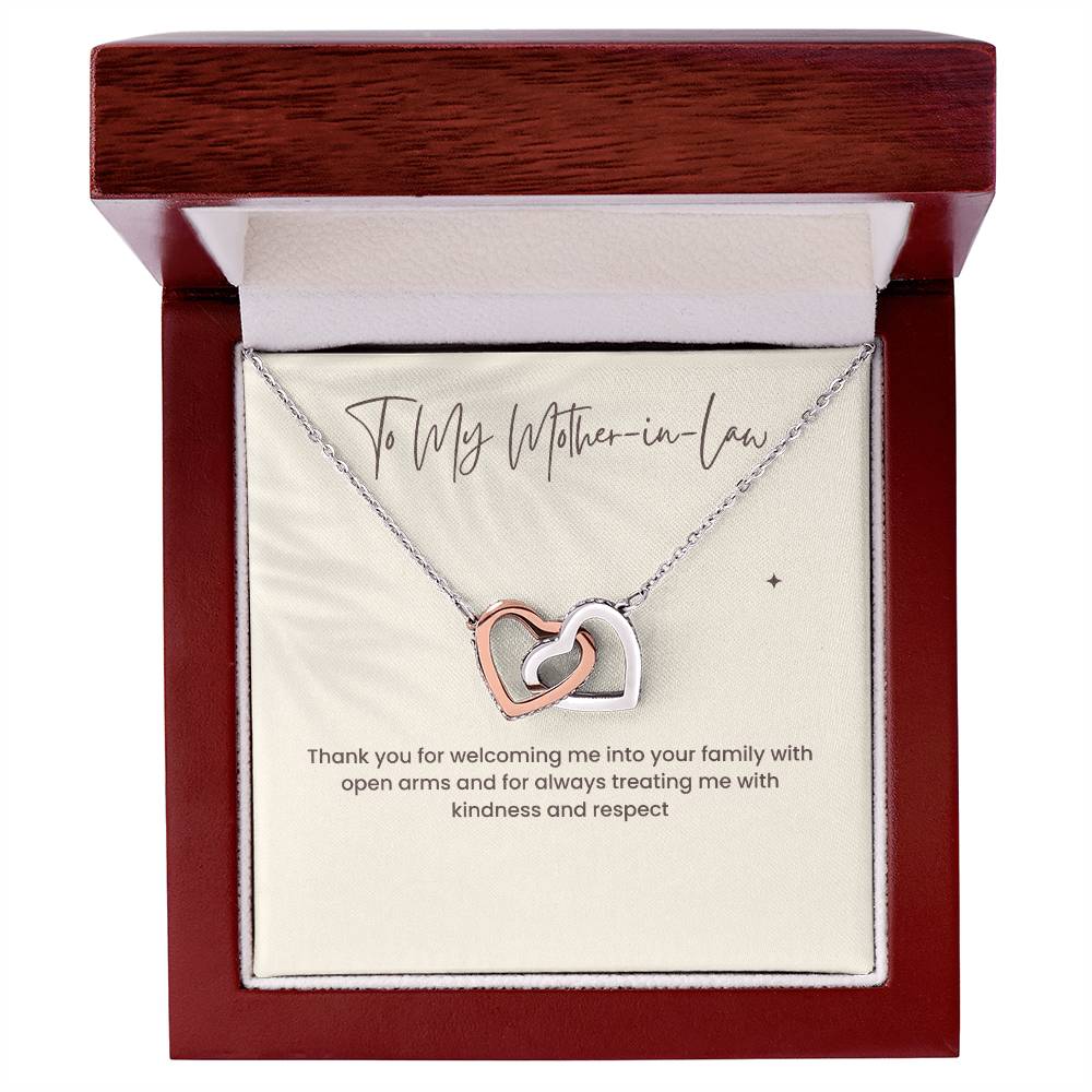 To My Mother-in-Law Interlocking Hearts Necklace