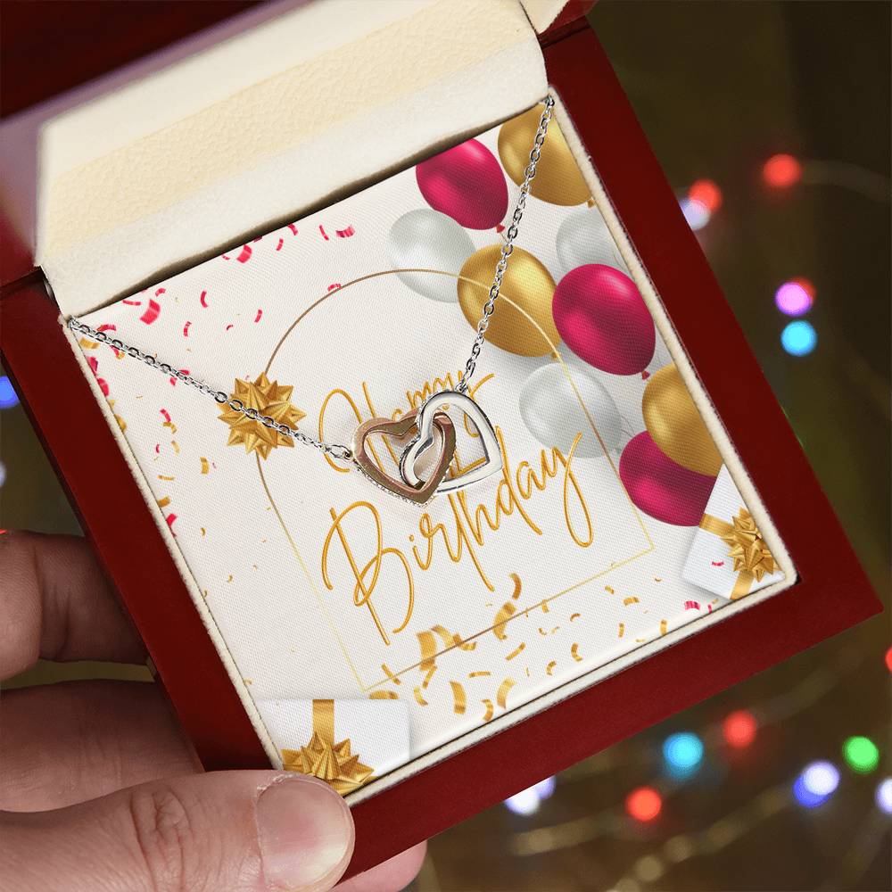 Happy Birthday Interlocking Hearts Necklace