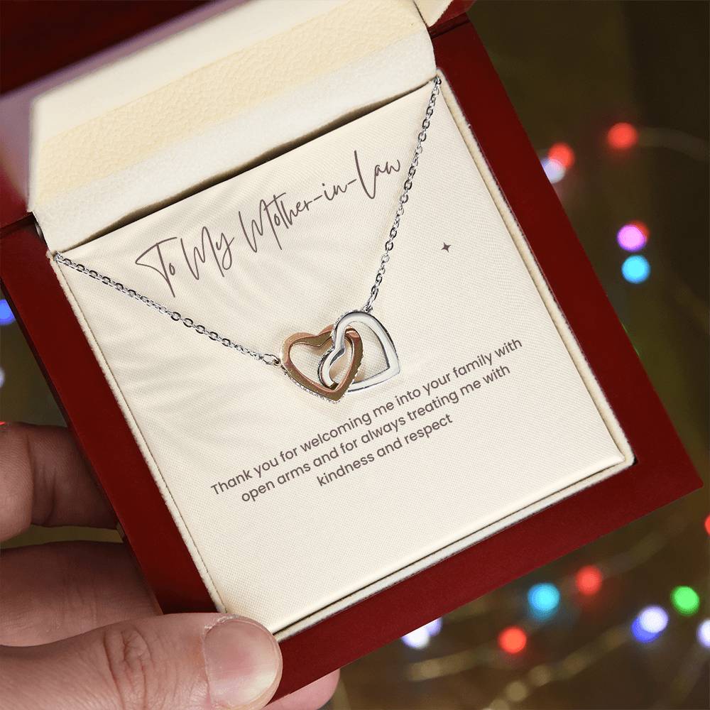To My Mother-in-Law Interlocking Hearts Necklace