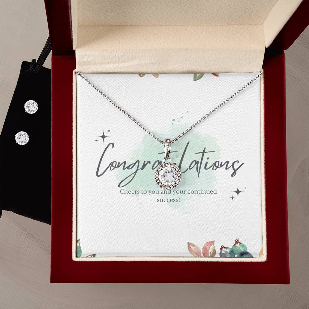 Congratulations Eternal Hope Necklace + Clear CZ Earrings