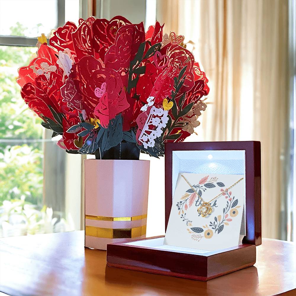 Thank you Love Knot Necklace + Flower Bouquet Bundle Selling price: $79.95