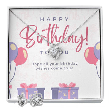 Happy Birthday Love Knot Earring & Necklace Set