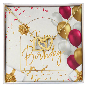 Happy Birthday Interlocking Hearts Necklace