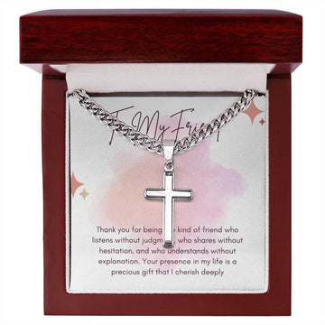 To My Friend Artisan Cross Necklace on Cuban Chain