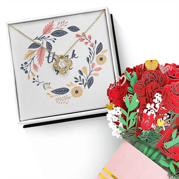 Thank you Love Knot Necklace + Flower Bouquet Bundle Selling price: $79.95