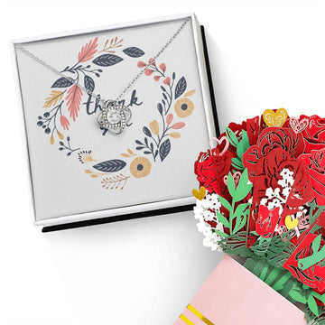 Thank you Love Knot Necklace + Flower Bouquet Bundle Selling price: $79.95