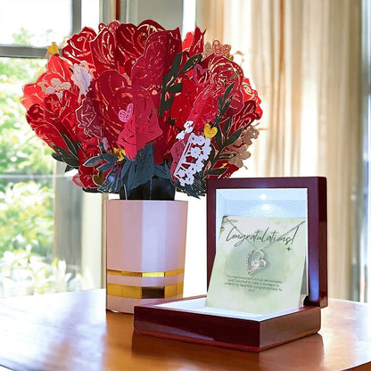Congratulations Forever Love Necklace + Sweet Devotion Flower Bouquet Bundle