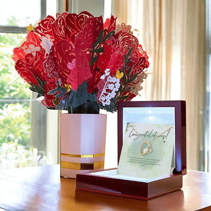 Congratulations Forever Love Necklace + Sweet Devotion Flower Bouquet Bundle